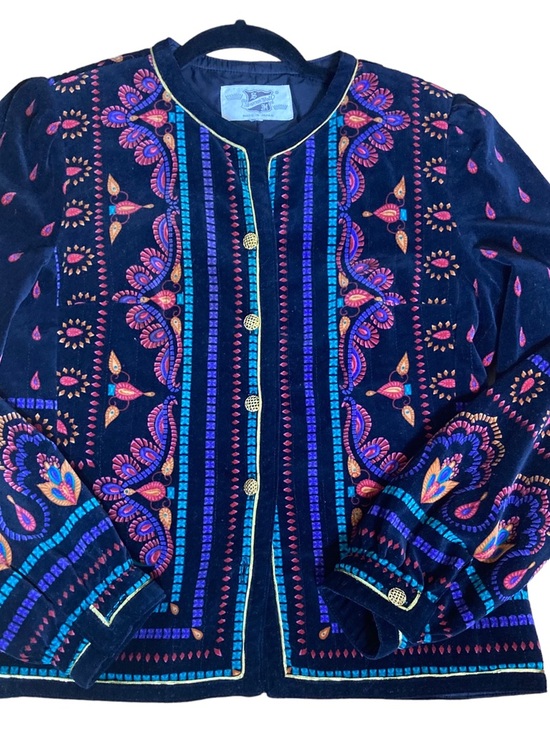 Saxton Hall Jackets & Blazers - Vintage 1980’s Saxton Hall Embroidered Velvet Jacket with Multicolor Accents